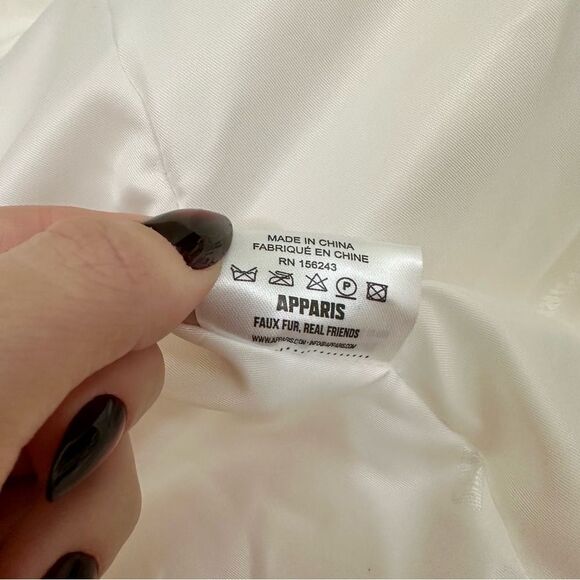 Apparis Faux Fur White Double Breasted Winter Trench Coat - Picture 6 of 11